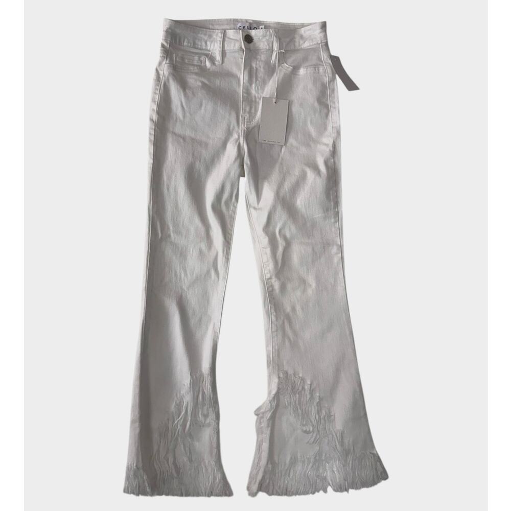 Cello Size 3 White Boot Cut Flare Distressed Jeans NEW NWT Frayed Hem